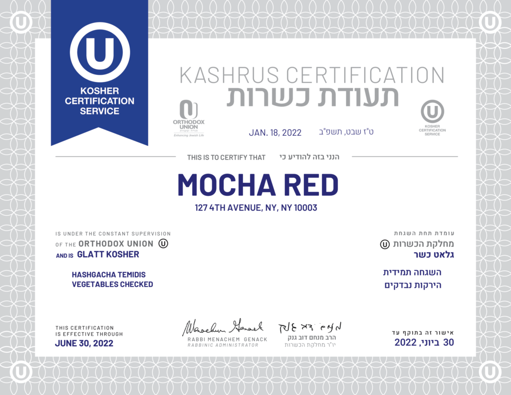 Kosher Certificate NYC